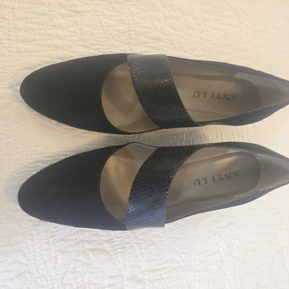 Anyi Lu Katia Shoes Black Suede Wedge Made in Italy Elastic Snakeskin 40 EU 9 US - Picture 13 of 16